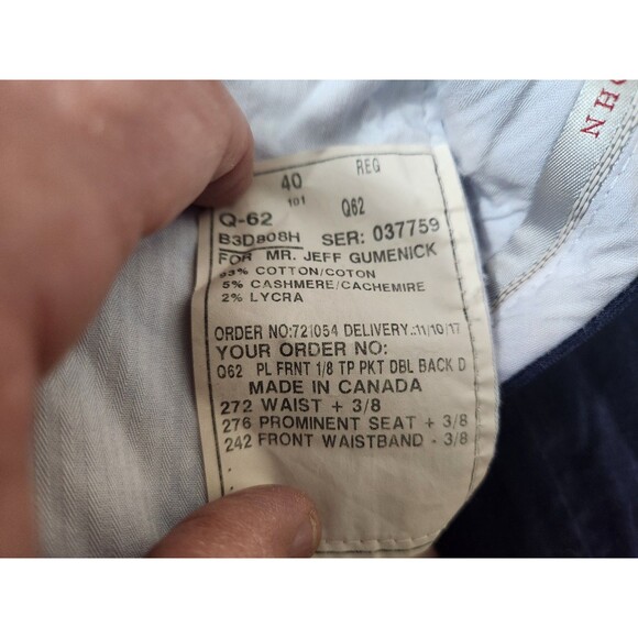 Samuelsohn Very Fine Corduroy Mens Pants ~ Color Blue ~ Size 40 Reg - Picture 6 of 6